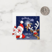 Kerstman en rendier vrolijk kerstfeest gelukkige c notitiekaartje (Voorkant / Achterkant in situ)