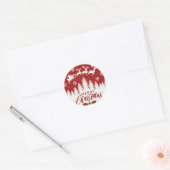 Kerstman en rendier vrolijk kerstfeest | slee ronde sticker (Envelop)