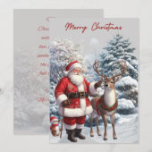Kerstman en rendier Vrolijke kerstkaart (Voorkant / Achterkant)