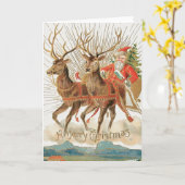  Kerstman en rendier Vrolijke kerstkaart Kaart (Gele Bloem)
