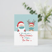 Kerstman en rendier We wensen je een vrolijk kerst Briefkaart (Staand voorkant)