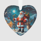Kerstman en rendier wonderland Kerstmis Ornament (voorkant)