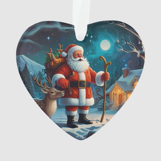 Kerstman en rendier wonderland Kerstmis Ornament (achterkant)