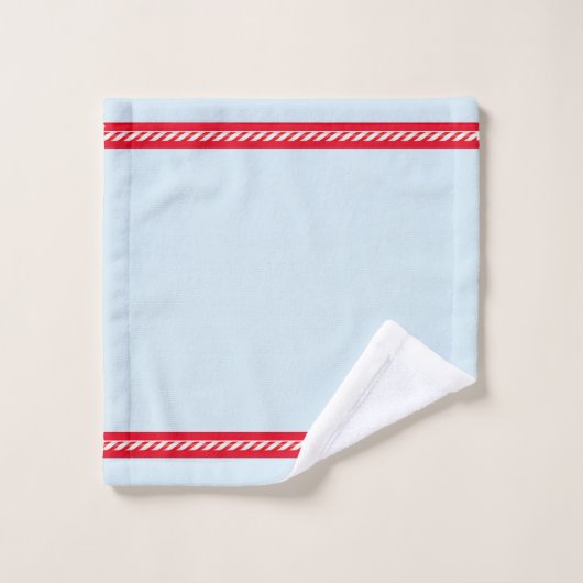 Kerstman en rendieren, blauw wit & rood bad handdoek (Wasdoekje)