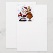 Kerstman en rendieren briefpapier (Voorkant / Achterkant)