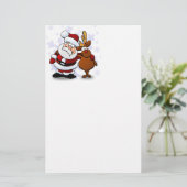 Kerstman en rendieren briefpapier (Staand voorkant)