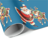 kerstman en rendieren cadeaupapier (Rol Hoek)
