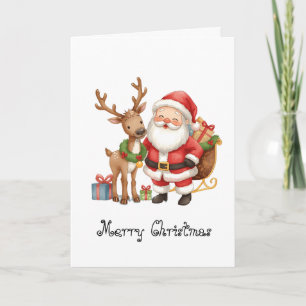 Kerstman en rendieren fantasierijke wenskaart kaart