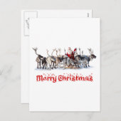 Kerstman en Rendieren Feestdagenkaart (Voorkant / Achterkant)