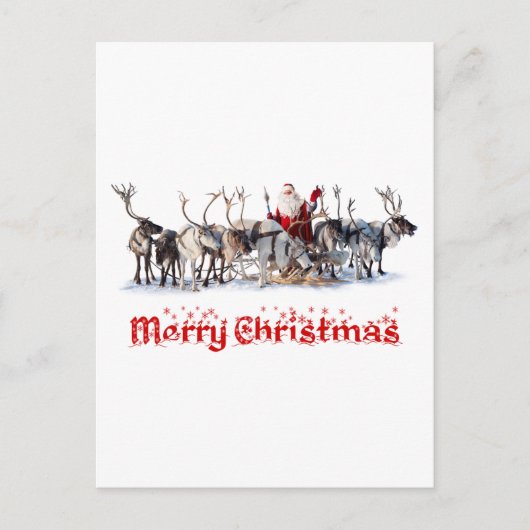 Kerstman en Rendieren Feestdagenkaart (Voorkant)