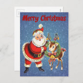 kerstman en rendieren feestdagenkaart (Voorkant / Achterkant)