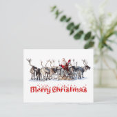 Kerstman en Rendieren Feestdagenkaart (Staand voorkant)