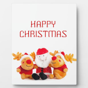 Kerstman en rendieren fotoplaat