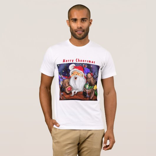 Kerstman en rendieren Grappig kerst T-shirt (Voorkant volledig)