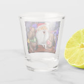 Kerstman en rendieren Grappig Kerstmis Shot Glas (Achterkant)