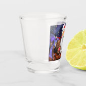 Kerstman en rendieren Grappig Kerstmis Shot Glas (Links)