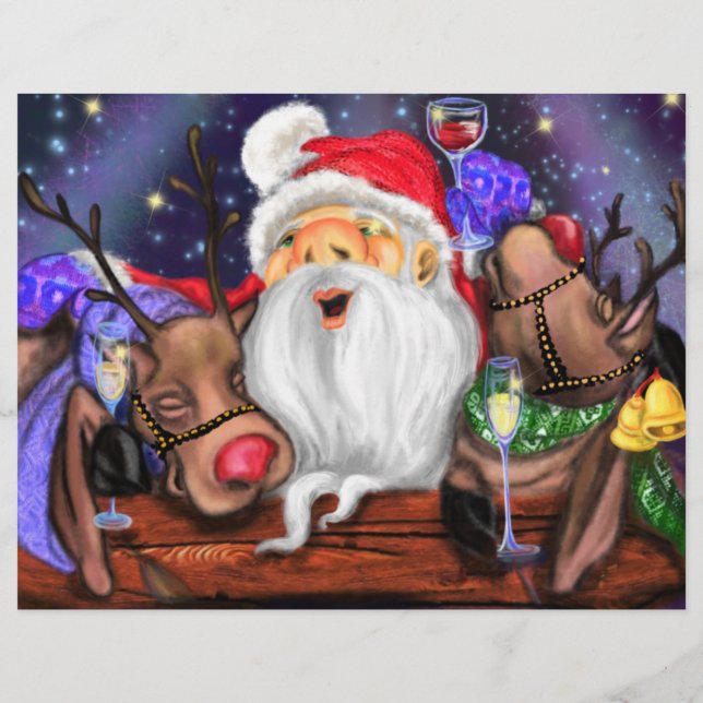 Kerstman en rendieren grappige kerst briefhoofd (Achterkant)