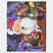 Kerstman en rendieren Grappige Kerst Fleece Deken (Voorkant)
