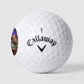 Kerstman en rendieren Grappige kerst golfballen (Logo)