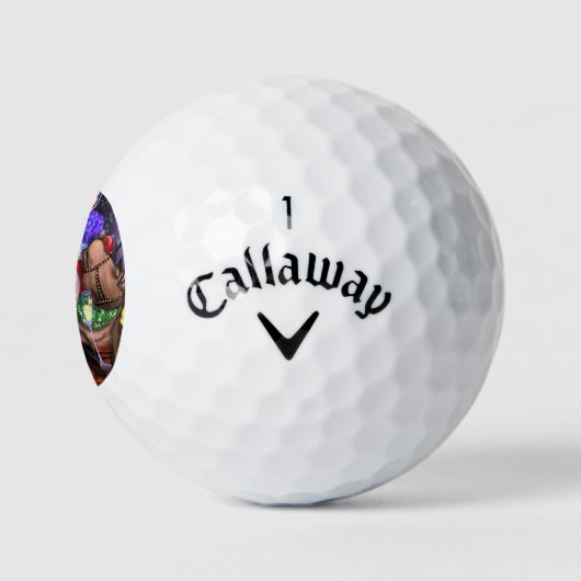 Kerstman en rendieren Grappige kerst golfballen (Logo)