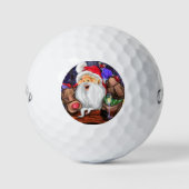 Kerstman en rendieren Grappige kerst golfballen (Voorkant)