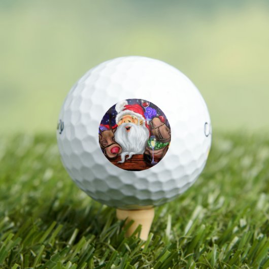 Kerstman en rendieren Grappige kerst golfballen (Insitu Shirt)