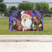 Kerstman en rendieren grappige kerstbanner spandoek (Insitu)