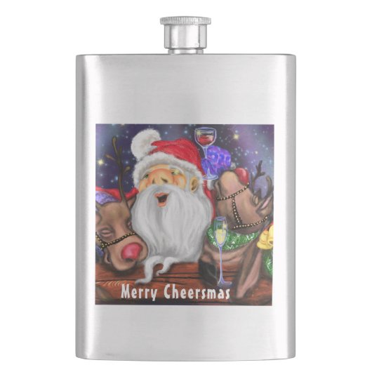 Kerstman en rendieren Grappige kerstcadeaukolf Flacon (Voorkant)