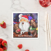 Kerstman en rendieren Grappige kerstservetten Servet (Insitu)