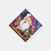 Kerstman en rendieren Grappige kerstservetten Servet (Hoek)