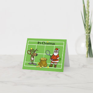 Kerstman en rendieren grappige tennis kerstkaart kaart