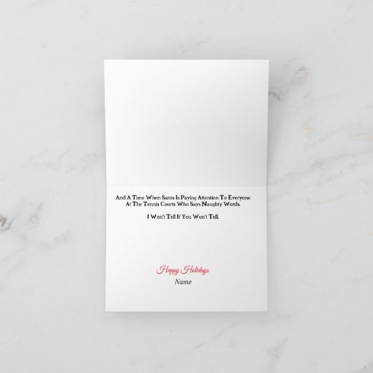 Kerstman en rendieren grappige tennis kerstkaart kaart (Binnen)