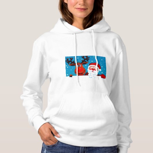 Kerstman en rendieren hoodie (Voorkant)