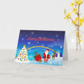 Kerstman en rendieren kaart (Gele Bloem)