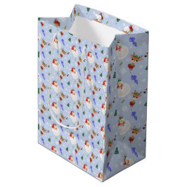 Kerstman en rendieren kerst in vintage stijl medium cadeauzakje