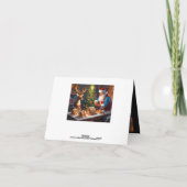 Kerstman en rendieren maken een huis van peperkoek kaart (Achterkant)