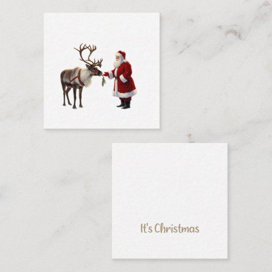 Kerstman en rendieren notitiekaartje (Voorkant / Achterkant)