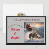 Kerstman en rendieren op kerstavond feestdagenkaart (Voorkant / Achterkant)