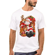 Kerstman en rendieren rusten na Kerstmis