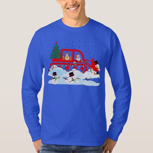 Kerstman en rendieren sneeuwpoppen sneeuwpoppen t-shirt (Voorkant)