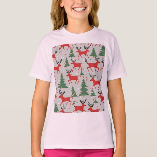 Kerstman en rendieren t-shirt (Voorkant)