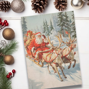 Kerstman en rendieren uit het verleden tissuepapier