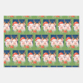 Kerstman en rendieren varkens inpakpapier vel (Voorkant 3)