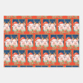 Kerstman en rendieren varkens inpakpapier vel (Voorkant 2)