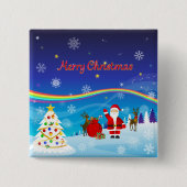 Kerstman en rendieren vierkante button 5,1 cm (Voorkant)