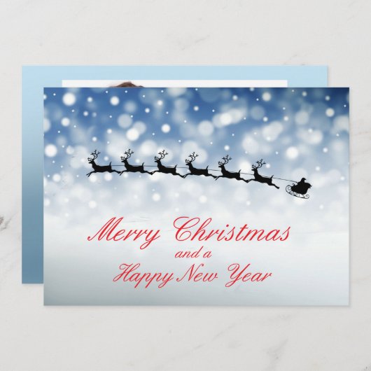 Kerstman en rendieren vliegen door de sneeuw - Per Aankondiging (Voorkant / Achterkant)