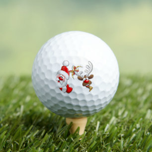 Kerstman en rendieren vrolijk kerstfeest vrolijke golfballen
