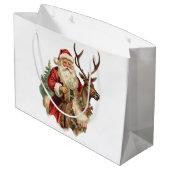  kerstman en rendierkerst groot cadeauzakje (Achterkant Gekanteld)