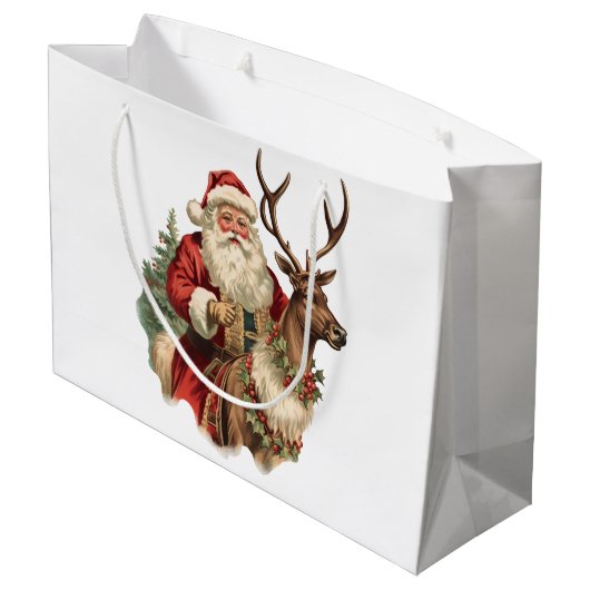  kerstman en rendierkerst groot cadeauzakje (Achterkant Gekanteld)
