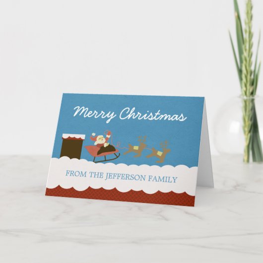 Kerstman en rendierkerstKaart Feestdagen Kaart (Voorkant)